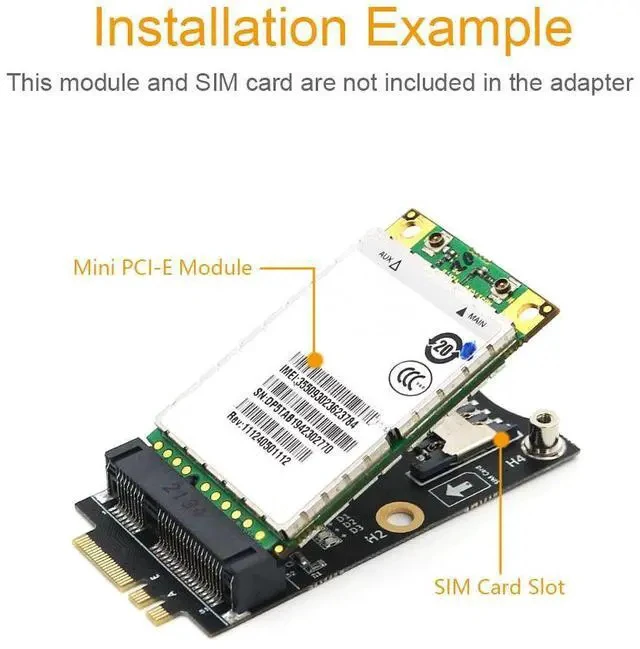Alt view image 4 of 7 - NGFF M.2 A+E Key to Mini PCIe Adapter 3G / 4G / WiFi Module Converter with SIM Card Slot for WWAN / IoT / Embedded Systems