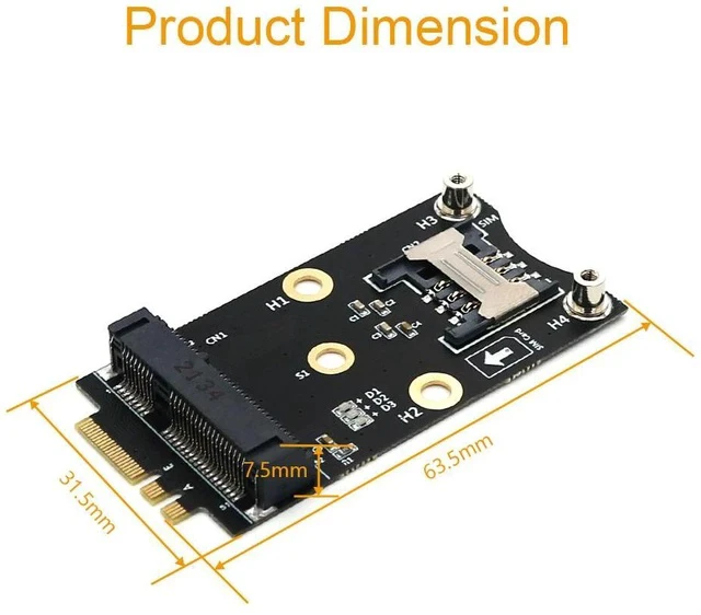 Alt view image 6 of 7 - NGFF M.2 A+E Key to Mini PCIe Adapter 3G / 4G / WiFi Module Converter with SIM Card Slot for WWAN / IoT / Embedded Systems