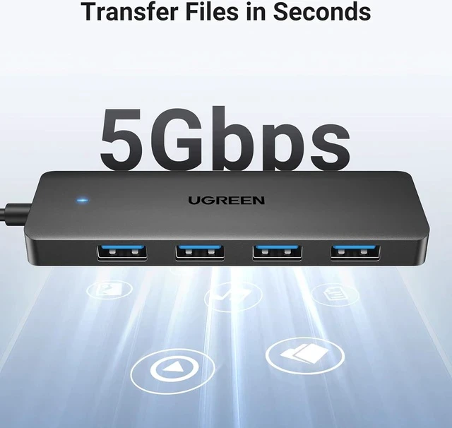 Alt view image 4 of 7 - UGREEN USB 3.0 Hub, 4 Ports USB A Splitter Ultra-Slim USB Expander for Mouse, Keyboard, Flash Drive, U Disk, Printer Compatible with Laptop, Desktop PC, Xbox, PS5, and More, 0.98ft/0.3m