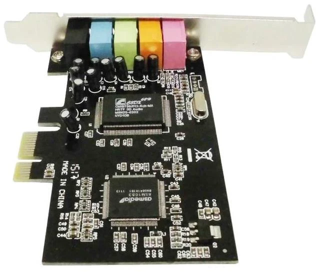 Main image of PCIe Sound Card 5.1 Surround Internal Desktop PC Audio Card, PCI Express 8738 Chipset 6 Channel Stereo Sound Card with Color Coded Ports for Gaming Music Movies Windows 10 Compatible