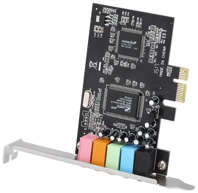 Alt view image 3 of 3 - PCIe Sound Card 5.1 Surround Internal Desktop PC Audio Card, PCI Express 8738 Chipset 6 Channel Stereo Sound Card with Color Coded Ports for Gaming Music Movies Windows 10 Compatible