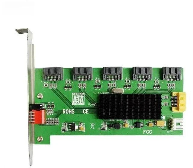 Alt view image 3 of 3 - 1-to-5 Port SATA 2.0 RAID Controller Card, Support RAID 0/1/5/10 & SATA Port Multiplier, Easy DIP Switch RAID Setup, Standard Bracket Mount for SATA HDD SSD