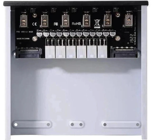 Alt view image 3 of 3 - 5.25 Inch Optical Drive Bay 6-Bay HDD Power Switch, Intelligent 6 Ports Hard Disk Control Management System for SATA HDD & SSD Power On/Off Separate Control