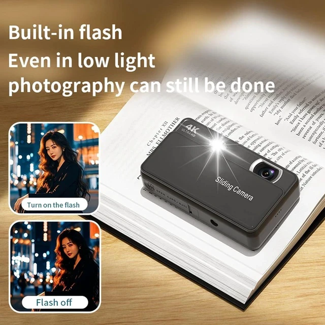 Alt view image 2 of 7 - 4K Digital Camera for Photography, 64MP Autofocus Sliding Vintage Camera (Black)