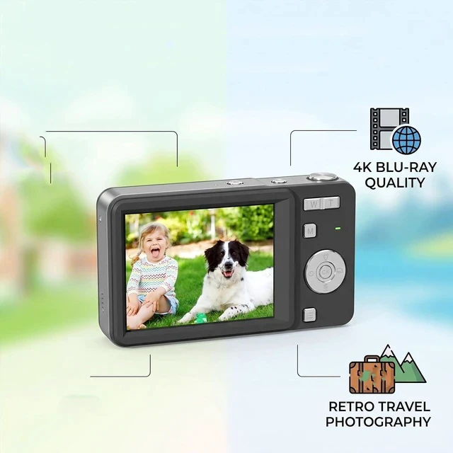 Alt view image 5 of 7 - 4K Digital Camera for Photography, 64MP Autofocus Sliding Vintage Camera (Black)