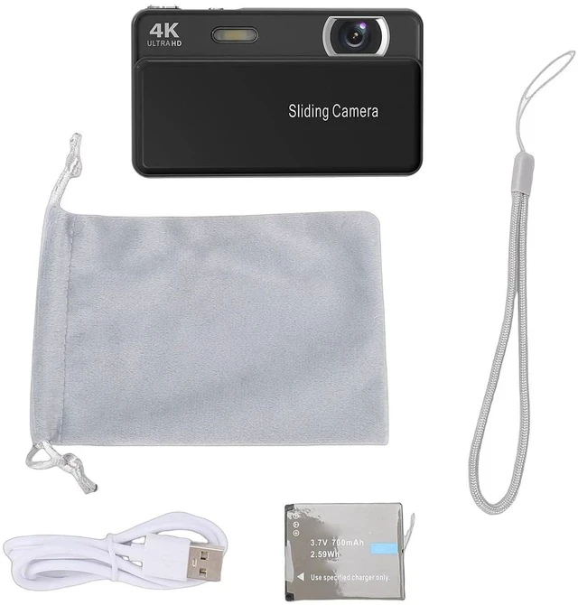 Alt view image 6 of 7 - 4K Digital Camera for Photography, 64MP Autofocus Sliding Vintage Camera (Black)