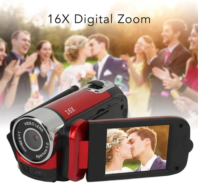 Alt view image 4 of 7 - D90 Digital Video Camera - 1080P 16MP Handheld Video Camcorder 16x Digital Zoom Video Camera with 2.7in TFT Rotatable Screen, HD Video Recorder Camera with Fill Light (Red)