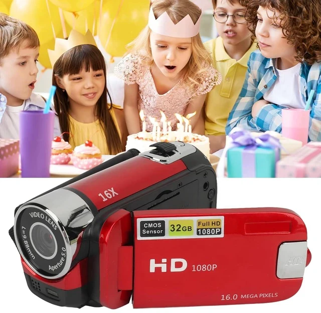 Alt view image 6 of 7 - D90 Digital Video Camera - 1080P 16MP Handheld Video Camcorder 16x Digital Zoom Video Camera with 2.7in TFT Rotatable Screen, HD Video Recorder Camera with Fill Light (Red)