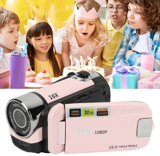 Alt view image 6 of 7 - D90 Digital Video Camera - 1080P 16MP Handheld Video Camcorder 16x Digital Zoom Video Camera with 2.7in TFT Rotatable Screen, HD Video Recorder Camera with Fill Light (Rose), Pink