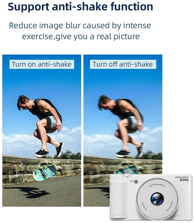 Alt view image 5 of 7 - 5K Compact Digital Camera, 2.8 Inch 270 Degree Flip Screen, Built in Flash and 18X Digital Zoom, 80MP Digital Point and Shoot Camera for Photography (White)