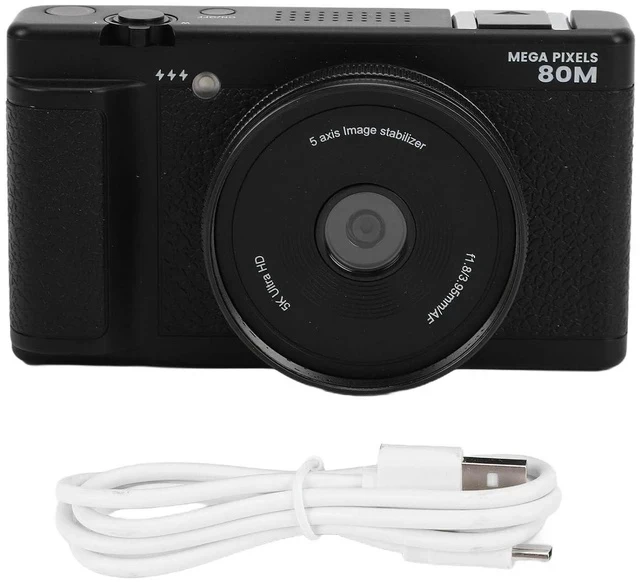 Alt view image 7 of 7 - 5K Compact Digital Camera, 2.8 Inch 270 Degree Flip Screen, Built in Flash and 18X Digital Zoom, 80MP Digital Point and Shoot Camera for Photography (Black)