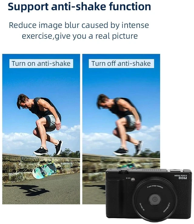 Alt view image 6 of 7 - 5K Compact Digital Camera, 2.8 Inch 270 Degree Flip Screen, Built in Flash and 18X Digital Zoom, 80MP Digital Point and Shoot Camera for Photography (Black)