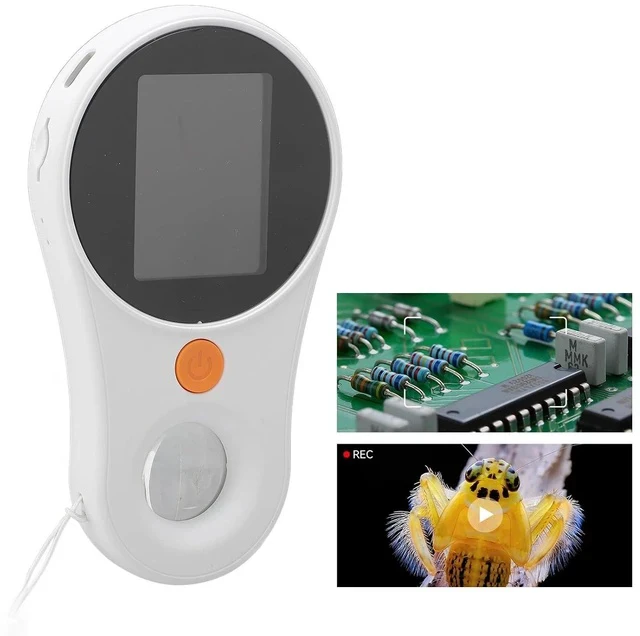 Alt view image 2 of 7 - Macro Digital Microscope Portable, Hand Held Digital Magnifying Glass with 2.0 inch Color Screen,500x Magnification,Built - in 8LEDs,2MP, 400mAh Rechargeable Battery, (White)