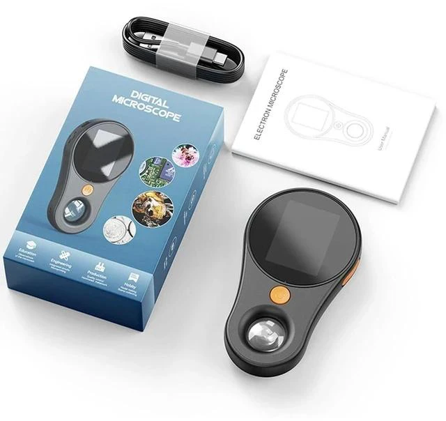 Main image of Handheld Digital Microscope 500X Magnification - 2MP Portable Magnifying Glass with 2.0 Inch Screen & Built in 8 LEDs, Compatible with OS, Science Kits