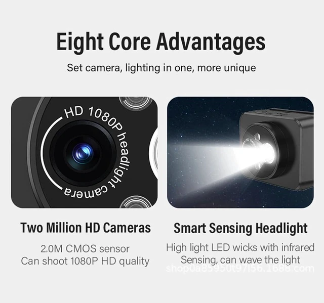 Alt view image 3 of 7 - Head Mounted Camera with LED Light, 2MP 1080p Head Cameras for Recordings, Portable Body Video Camera for Outdoor Sports Night