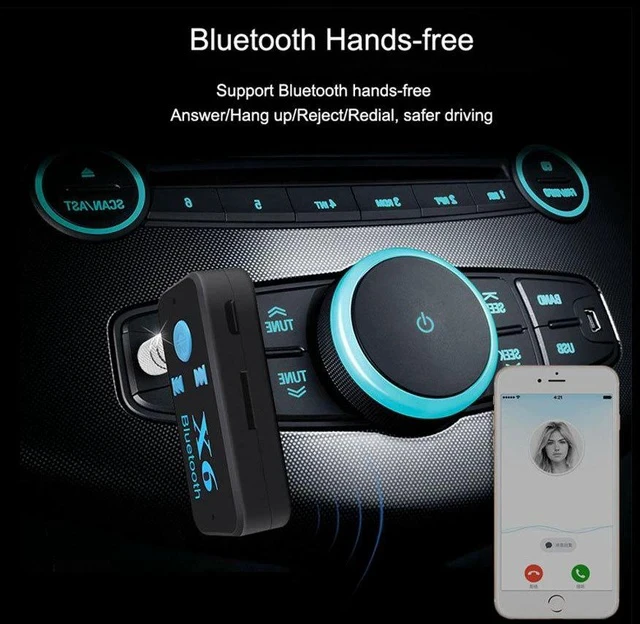 Alt view image 5 of 7 - X6 Car Bluetooth Audio Receiver Bluetooth Transmitter, 3.5mm AUX Wireless Adapter for Car / Home Stereo / Speaker / Headphone