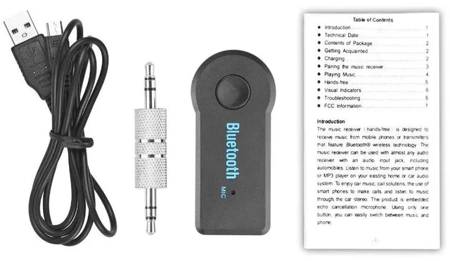 Alt view image 6 of 6 - AUX Car Bluetooth Audio Receiver 3.5mm Wireless Stereo Adapter for Car/Home Audio, Hands-Free Calling