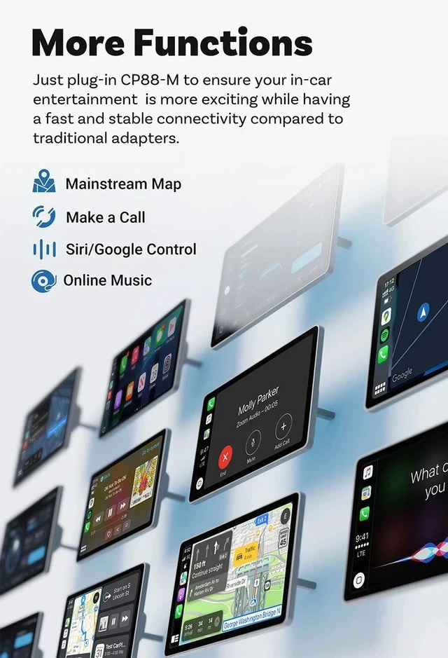 Alt view image 5 of 7 - Wireless CarPlay Adapter Mini Cube Android Auto Car AI Box, Plug and Play Wireless CarPlay Dongle for Factory CarPlay Vehicles, WiFi Auto Connection Car Multimedia Streaming Box