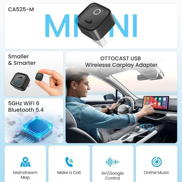 Alt view image 4 of 5 - Wireless CarPlay & Android Auto Adapter 2 in 1 Car AI Box, Plug and Play CarPlay Module for Factory Wired CarPlay Vehicles, WiFi Auto Connect Car Multimedia Streaming Dongle Compatible