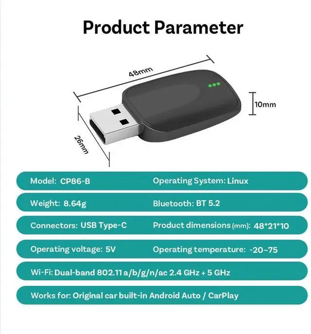 Alt view image 7 of 7 - Wireless CarPlay Box Smart Car Connectivity CarPlay Dongle, Plug and Play WiFi Auto Connect Adapter USB Dongle Compatible for Factory CarPlay Vehicles Hands-Free Calling Navigation