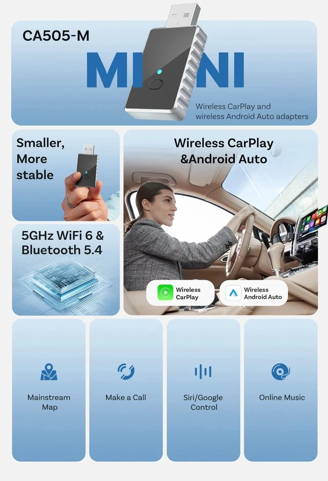 Alt view image 4 of 7 - Wired to Wireless CarPlay Box Upgraded Android Smart Car Connectivity Module, CarPlay Dongle WiFi Auto Connect Plug and Play Compatible with iPhone and Android for Factory Wired CarPlay Vehicles
