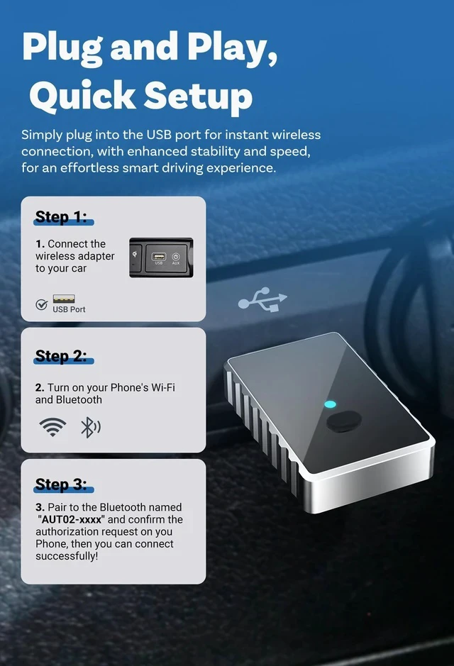 Alt view image 6 of 7 - Wired to Wireless CarPlay Box Upgraded Android Smart Car Connectivity Module, CarPlay Dongle WiFi Auto Connect Plug and Play Compatible with iPhone and Android for Factory Wired CarPlay Vehicles