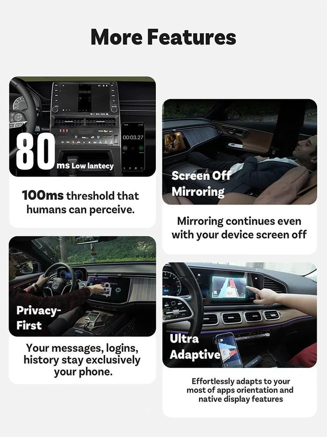 Alt view image 4 of 7 - Wireless CarPlay & Android Auto 2-in-1 Adapter Box with Phone DP Reverse Control, Car Connectivity Module WiFi Auto Connect Plug and Play Compatible with iPhone and Android for Factory Wired CarPlay V