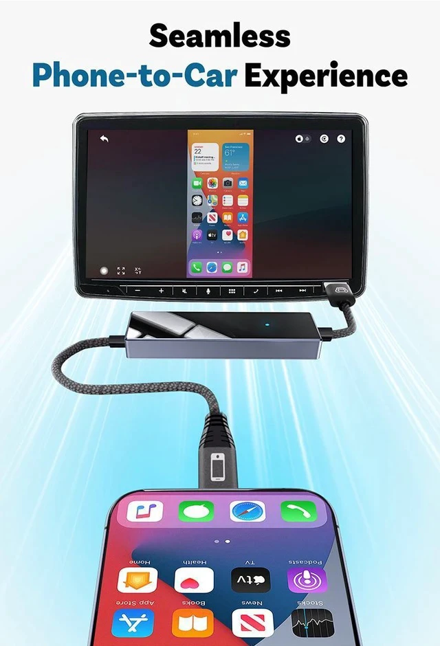 Alt view image 5 of 7 - Wireless CarPlay & Android Auto 2-in-1 Adapter Box with Phone DP Reverse Control, Car Connectivity Module WiFi Auto Connect Plug and Play Compatible with iPhone and Android for Factory Wired CarPlay V