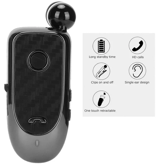 Alt view image 2 of 6 - Bluetooth Headset, Retractable Business Lavalier Earphone, Multifunction Vibrating Caller ID Clip Sports Earphones for Sports Workout Driving