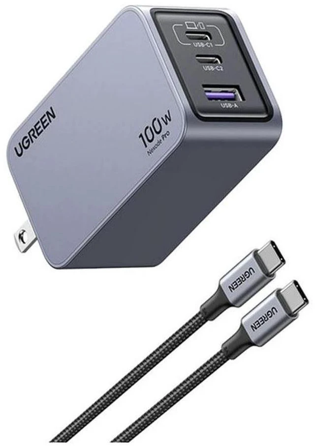 Alt view image 2 of 7 - UGREEN Nexode Pro 100W 3-Port USB GaN Wall Charger