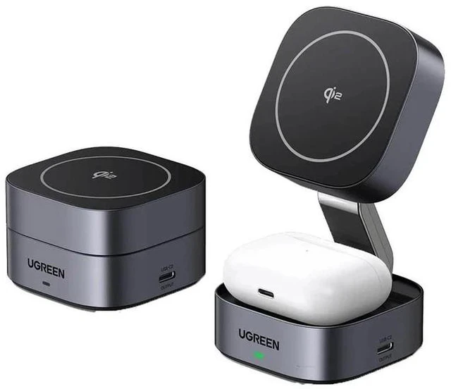 Main image of UGREEN Qi2 2-In-1 Magnetic Foldable Fast Charging Station, Gray