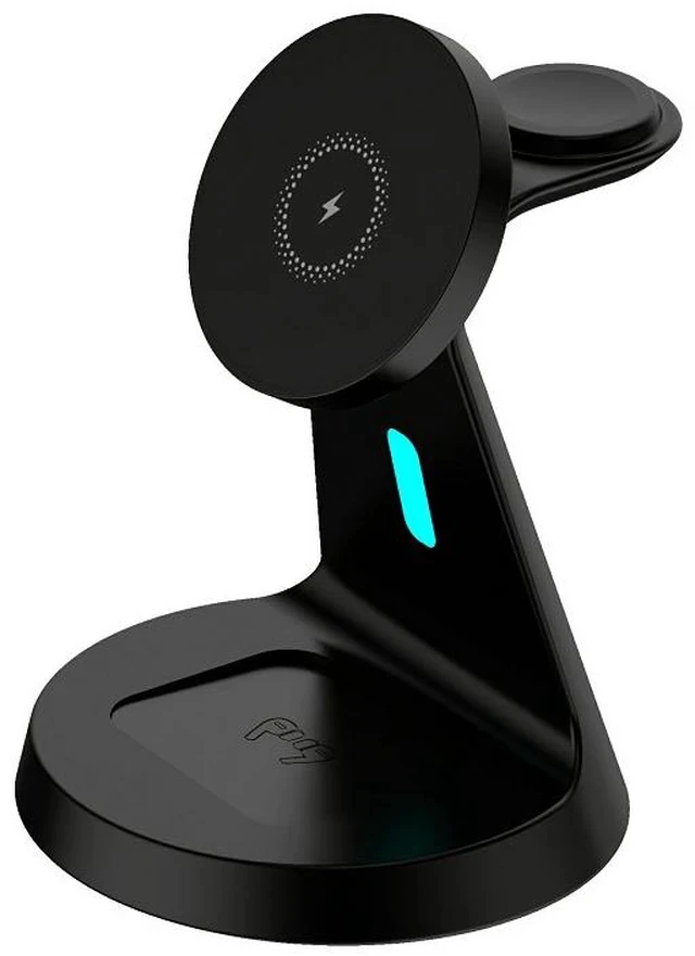 Alt view image 3 of 5 - Magnetic 3-in-1 Wireless Charger Aluminum Alloy 15W Fast Charging, Foldable Phone Stand Charging Dock - W79 black