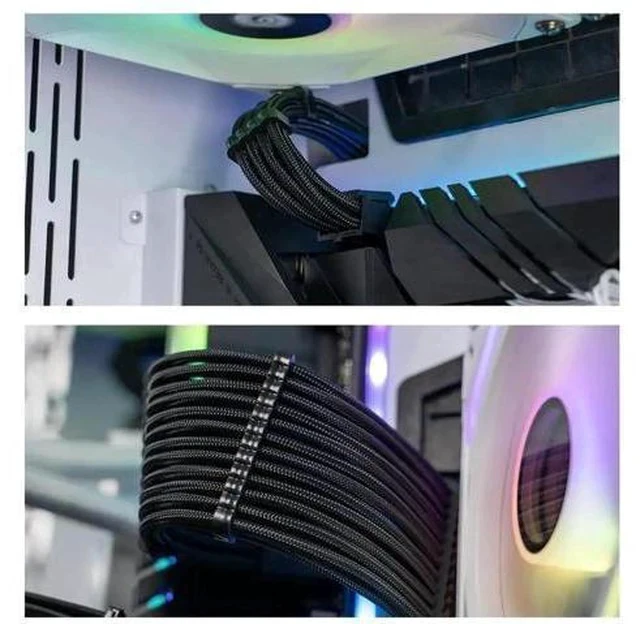 Alt view image 2 of 5 - 30cm Black Sleeved ATX PSU Extension Cable Kit with Cable Combs, 24Pin+2×EPS 8Pin(4+4)+2×PCIe 8Pin(6+2)