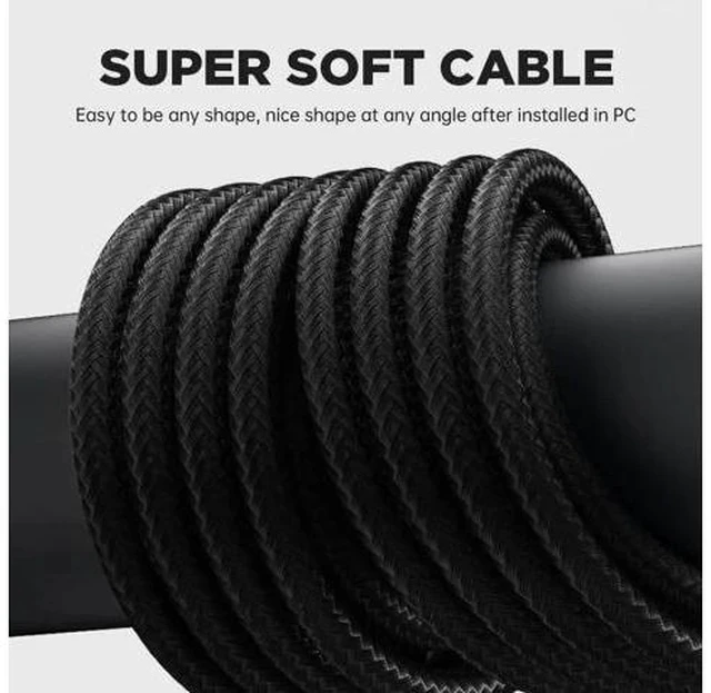 Alt view image 5 of 5 - 30cm Black Sleeved ATX PSU Extension Cable Kit with Cable Combs, 24Pin+2×EPS 8Pin(4+4)+2×PCIe 8Pin(6+2)