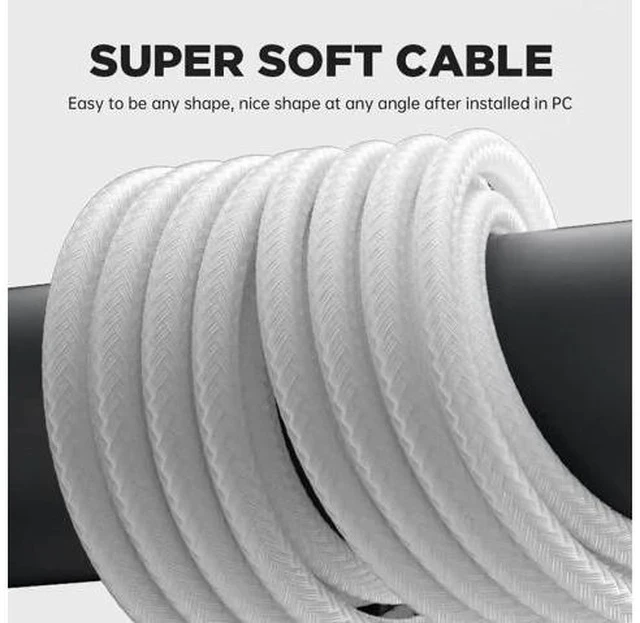 Alt view image 4 of 4 - White Sleeved PSU Extension Cable Kit 30CM with Cable Combs, 24Pin+2×EPS 4+4Pin+2×PCIe 6+2Pin for ATX PC