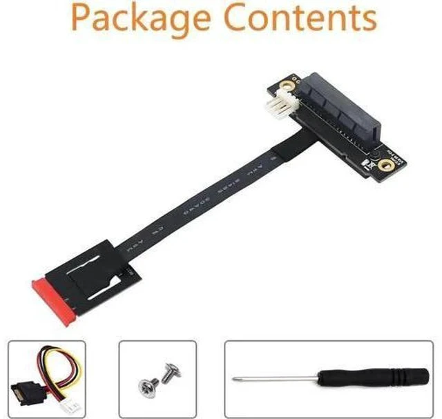 Alt view image 5 of 6 - 270-Degree M.2 NGFF Key A-E to PCIe x4 Riser Adapter Cable with 4-Pin FDD Power Port, PCIe Extension Test Card Extender