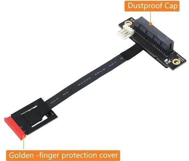 Alt view image 6 of 6 - 270-Degree M.2 NGFF Key A-E to PCIe x4 Riser Adapter Cable with 4-Pin FDD Power Port, PCIe Extension Test Card Extender