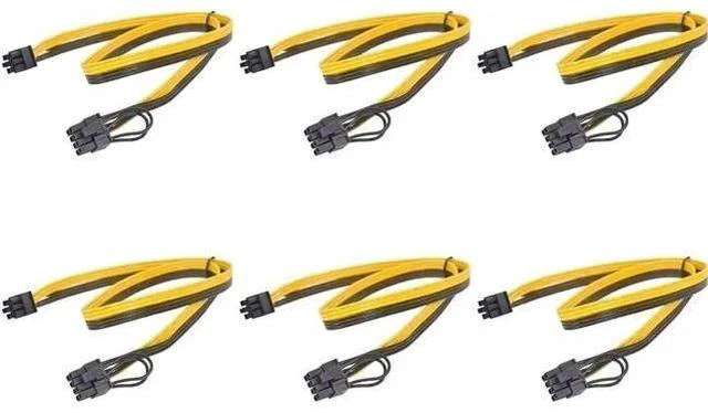 Main image of 6 Pack 70cm PCIe 6Pin to 6+2 8Pin GPU Power Conversion Cable, Male to Male PCI Express Graphics Card Power Cord for Mining Rig & Server Hardware