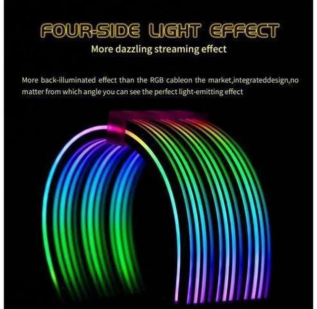 Alt view image 3 of 7 - 24Pin ARGB PSU Extension Cable, 5V 3Pin Addressable RGB Extension Cord, Black Custom Cable for PC Modding & Black Themed Chassis Builds