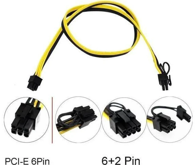 Alt view image 2 of 7 - 5PCS 100cm PCI-E 6Pin to 8Pin (6+2Pin) GPU Power Extension Cable, 18AWG Heavy-Duty PCIe Cable for BTC Mining Rig