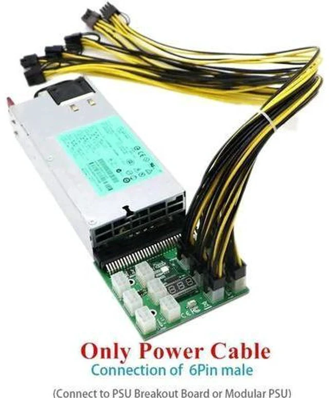 Alt view image 7 of 7 - 5PCS 100cm PCI-E 6Pin to 8Pin (6+2Pin) GPU Power Extension Cable, 18AWG Heavy-Duty PCIe Cable for BTC Mining Rig