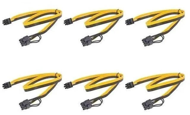 Main image of 6 Pack 30cm PCIe 6Pin to 6+2 Pin GPU Power Cable, PCI Express 6/8 Pin Converter Cord for BTC Mining Rigs & Server Graphics Cards