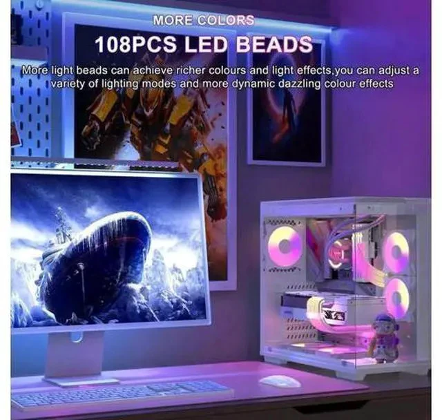 Alt view image 7 of 7 - White 24 Pin ARGB PSU Extension Cable, 5V 3Pin Addressable RGB Four-Sided Luminous Motherboard Power Supply Cord for PC Case Decoration