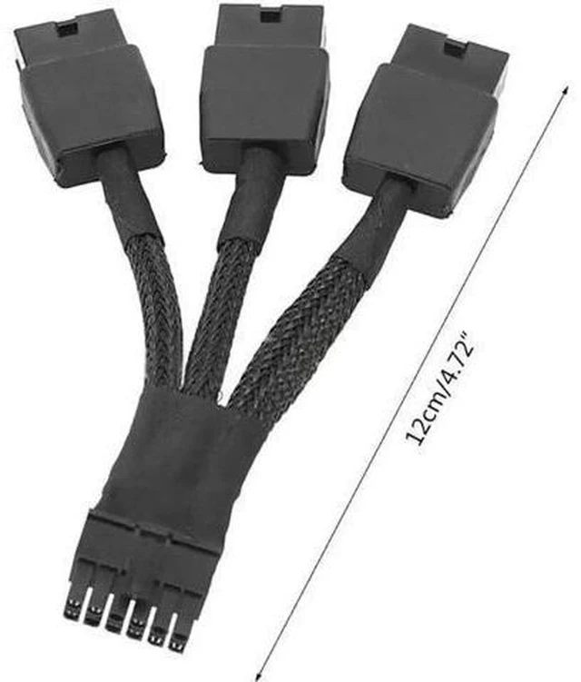 Alt view image 3 of 6 - 12VHPWR 12Pin to 3×8Pin PCIe GPU Power Adapter Cable for RTX 3060Ti/3070/3080/3090