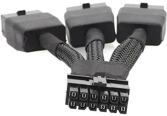 Alt view image 5 of 6 - 12VHPWR 12Pin to 3×8Pin PCIe GPU Power Adapter Cable for RTX 3060Ti/3070/3080/3090