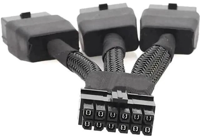 Alt view image 2 of 6 - 12VHPWR 12Pin to 3×8Pin PCIe GPU Power Adapter Cable Compatible with NVIDIA RTX 3060Ti/3070/3080/3090 Ampere Series
