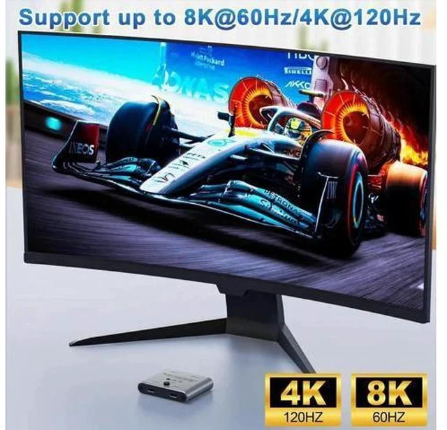 Alt view image 7 of 7 - Bi-Directional USB-C KVM Switch, 8K@60Hz 4K@144Hz Video, 100W PD & 10Gbps Data Transfer with Power Cable