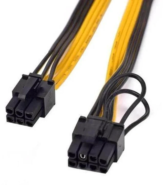 Alt view image 5 of 6 - 6 Pack 50cm PCIe 6Pin to 6+2 Pin GPU Power Cable, PCI Express 6/8 Pin Converter Cord for BTC Mining Rigs & Server Graphics Cards