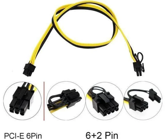 Alt view image 3 of 7 - 5 Pack 100cm PCI-E 6Pin to 8Pin (6+2Pin) GPU Power Extension Cable, 18AWG Heavy Duty Wire, Mining Rig Special Graphics Card Power Cord