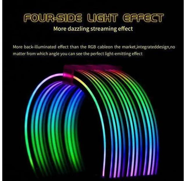 Alt view image 6 of 7 - 24Pin ARGB PSU Extension Cable, 5V 3Pin Addressable RGB Motherboard Power Cord, Black Style for Black Themed PC Case Modding